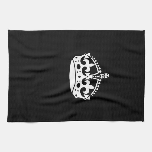 Iconic Keep Calm Crown on Black Theedoek (Horizontaal)