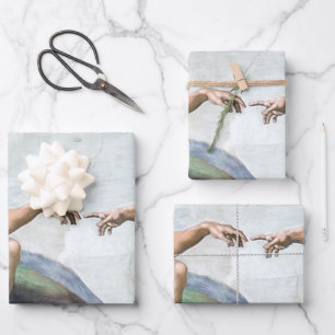 Iconic Michelangelo Creation of Adam Poster Inpakpapier Vel