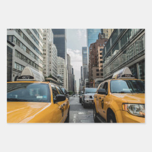 Iconic New York City Yellow Taxi Cabs Wrapping Pap Inpakpapier Vel