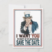 Iconic  oom Sam redt het Date Afstuderen Aankondiging (Voorkant)