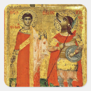 Iconic Saint Christopher met Soldier Vierkante Sticker