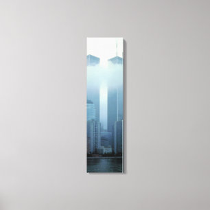 Iconic Twin Towers Behind Cloud Vertical Canvas Afdruk