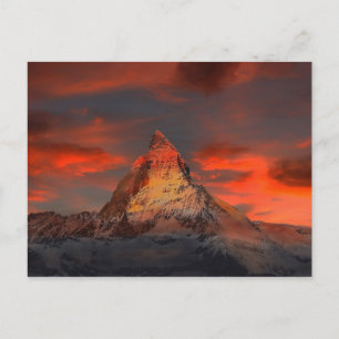 Iconisch alpiene bergmatterhorn op zonsondergang briefkaart