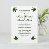 Iconisch groen blad op witte bruiloft uitnodiging (Staand voorkant)