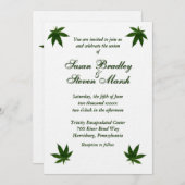 Iconisch groen blad op witte bruiloft uitnodiging (Voorkant / Achterkant)