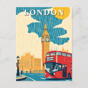 Iconisch Londen UK Reizen Vintage Reis Kunst Briefkaart