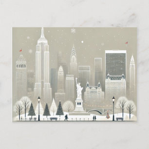 Iconisch standbeeld van de Vrijheid & NYC-sylhouet Feestdagenkaart