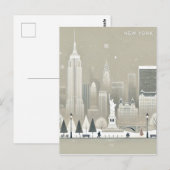 Iconisch Vrijheidsbeeld & NYC Skyline Holiday Briefkaart (Voorkant / Achterkant)