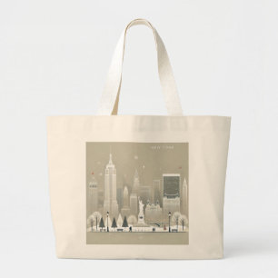 Iconisch Vrijheidsbeeld & NYC Skyline Holiday Grote Tote Bag