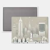 Iconisch Vrijheidsbeeld & NYC Skyline Holiday Magneet (Voorkant / Achterkant)