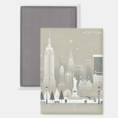 Iconisch Vrijheidsbeeld & NYC Skyline Holiday Magneet (Voorkant / Achterkant)