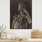 Iconisch Vrijheidsbeeld Poster met Amerikaanse vla (Keuken)