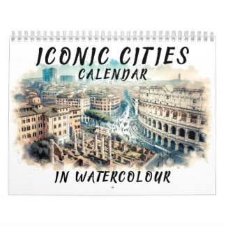 Iconische aquarel steden kalender
