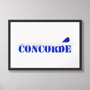 Iconische Concorde Jet met Bold Blue Typography Foto Afdruk
