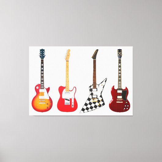 ICONISCHE ELEKTRISCHE GITAREN 40x60 Canvas Afdruk (Voorkant)