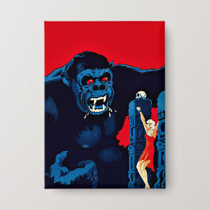 Iconische King Kong Reuzen Aap Monster Film Print Button