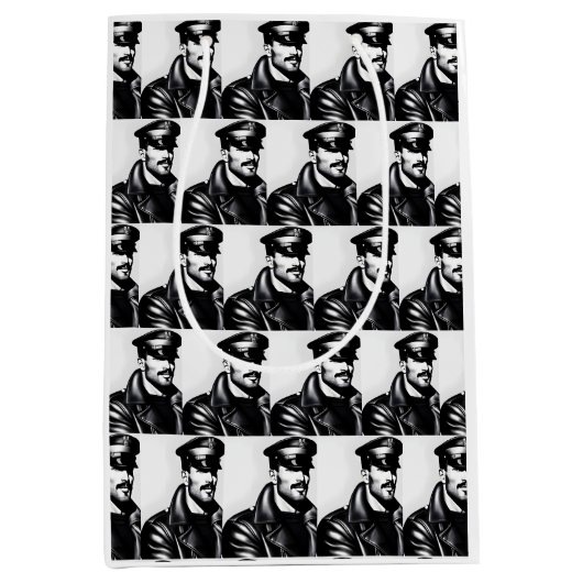 Iconische LGBTQ Gay Leather Daddy Medium Cadeauzakje (Voorkant)