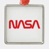 Iconische NASA Circa Square Ornament (Rocket White (Voorkant)