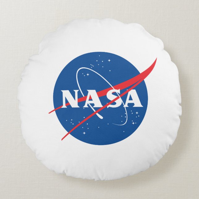 Iconische NASA Rocket White Grade A Cotton 16" Rond Kussen (Voorkant)