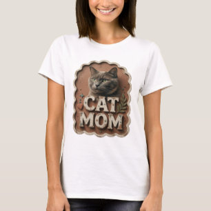 Iconische oranje CAT MOM print T-shirt
