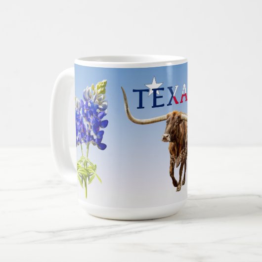 Iconische Texas op lichtblauw, mok (Voorkant links)