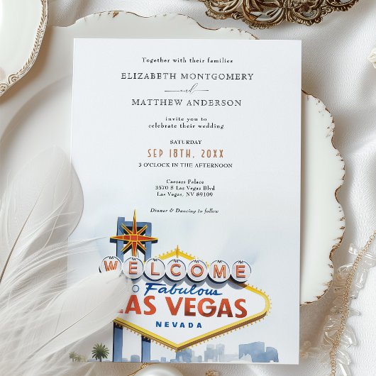 Iconische Vegas Welkomstbord Bruiloft uitnodiging