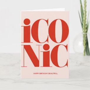 Iconische vette typografie Roze en rode verjaardag Kaart