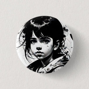 Icoon: meisje ronde button 3,2 cm