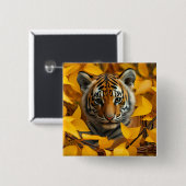 Icoon: tijgerwelp in bladeren vierkante button 5,1 cm (Voorkant /achterkant)