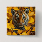 Icoon: tijgerwelp in bladeren vierkante button 5,1 cm (Voorkant)