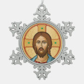 Icoon van Christus Tin Sneeuwvlok Ornament (Voorkant)