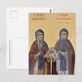 Icoon van de heiligen Barnabas en Sophronios van S Briefkaart