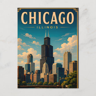 Icoonherinneringen aan de Chicago Skyline Briefkaart