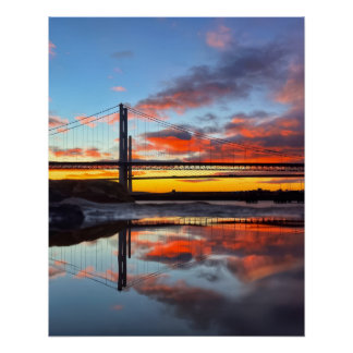 Icoonprint Forth-bruggen Zonsondergang Reflectie K Perfect Poster