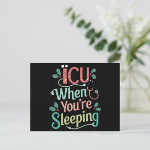 ICU Als Je Slaapt ICU Verpleegster Kerstmis Feestdagenkaart