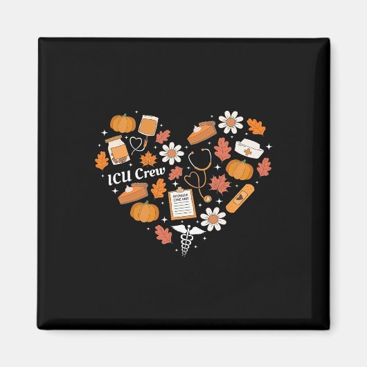 ICU Crew Nurse Herfst Hart Herfst Pompoen Thanksgi Magneet (Voorkant)