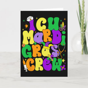 Icu Mardi Gras Crew Verpleegster Grappig Carnaval Kaart