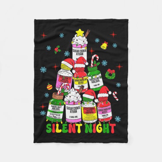 Icu Nurse Silent Night Profol Christmas Tree Merry Fleece Deken (Voorkant)