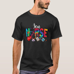 ICU Nurse Tie Dye Love Heart Stethoscoop RN Nurse T-shirt