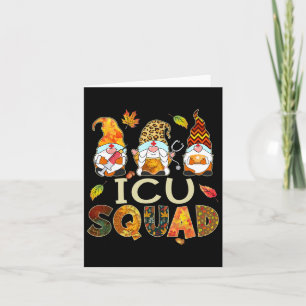 ICU Squad Gnome Nurse Leopard Thanksgiving Herfst  Kaart