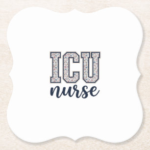 ICU-verpleegster bloemige varsity shirt ontwerp_1 Kartonnen Onderzetters