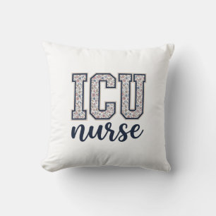 ICU-verpleegster bloemige varsity shirt ontwerp_1 Kussen