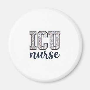 ICU-verpleegster bloemige varsity shirt ontwerp_1 Magneet
