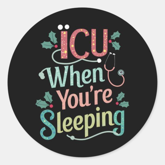 ICU's als je op ICU's slaapzalig kerstfeest bent Ronde Sticker (Voorkant)