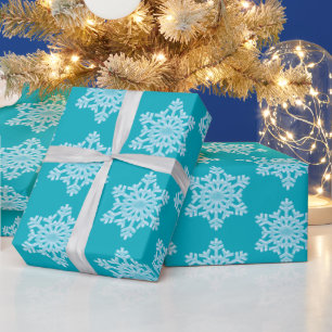 Icy Aqua Blauwgroen Bevroren Wintersnowflakes Kers Cadeaupapier
