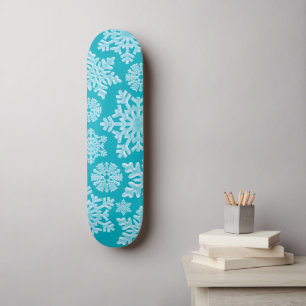 Icy Aqua Blauwgroen Bevroren Wintersnowflakes Kers Skateboard