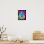 Icy Aqua Blue Groovy Abstract Retro Liquid Swirl Poster (Keuken)