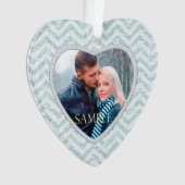 Icy Aqua Chevron Modèle photo Premier Noël (devant)