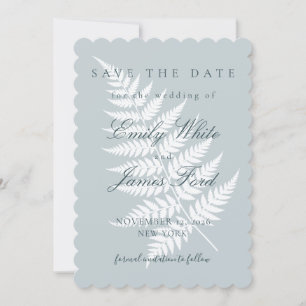 Icy Blue 5x7 Faire-part de mariage à motif de foug