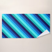 Icy Blue Blauwgroen strepen badhanddoek (Badhanddoek)